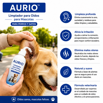 Aurio™ — Limpiador de Oídos para Perros y Gatos | Sin Ardor