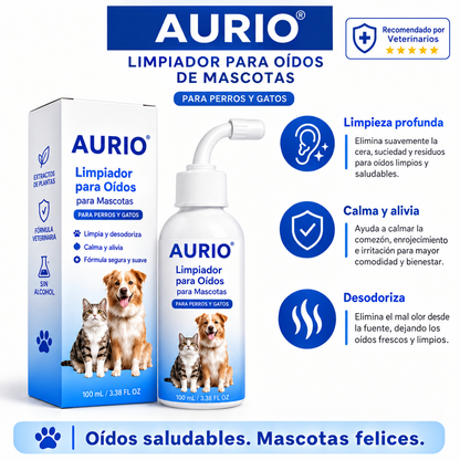 Aurio™ — Limpiador de Oídos para Perros y Gatos | Sin Ardor