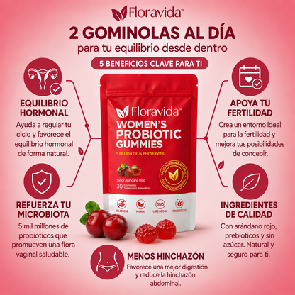 Floravida™ — Bienestar íntimo femenino · Probióticos + Cranberry