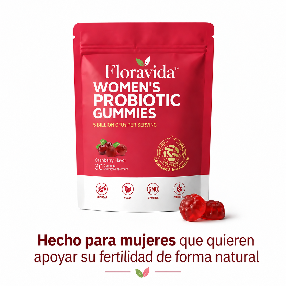Floravida™ — Bienestar íntimo femenino · Probióticos + Cranberry