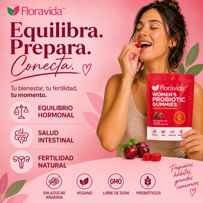 Floravida™ — Bienestar íntimo femenino · Probióticos + Cranberry